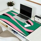 Pop Swirl Wavy Abstract Line Pattern Green Pink Black Desk Mat Gallery Image 2