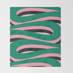 Pop Swirl Wavy Abstract Line Pattern Green Pink Black Throw Blanket Gallery Image 2