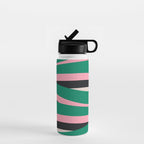 Pop Swirl Wavy Abstract Line Pattern Green Pink Black Water Bottle Gallery Image 1