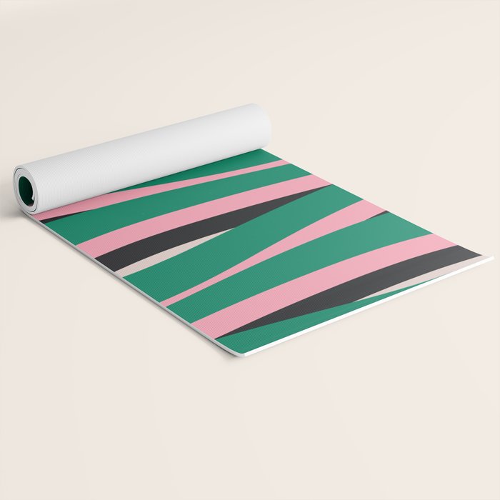 Pop Swirl Wavy Abstract Line Pattern Green Pink Black Yoga Mat Gallery Image 2