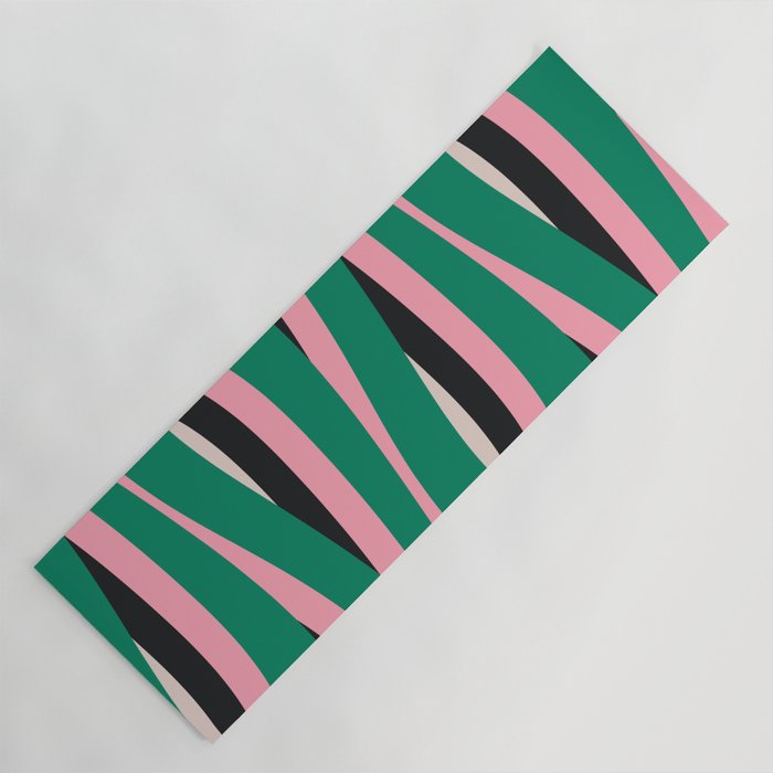 Pop Swirl Wavy Abstract Line Pattern Green Pink Black Yoga Mat Gallery Image 1