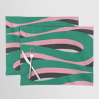 Pop Swirl Wavy Abstract Line Pattern Green Pink Black Placemat Gallery Image 1