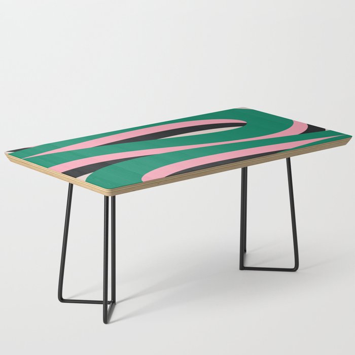 Pop Swirl Wavy Abstract Line Pattern Green Pink Black Coffee Table Gallery Image 1