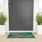 Pop Swirl Wavy Abstract Line Pattern Green Pink Black Welcome Mat Gallery Image 3
