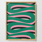 Pop Swirl Wavy Abstract Line Pattern Green Pink Black Serving Tray Gallery Image 1