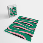 Pop Swirl Wavy Abstract Line Pattern Green Pink Black Jigsaw Puzzle Gallery Image 2