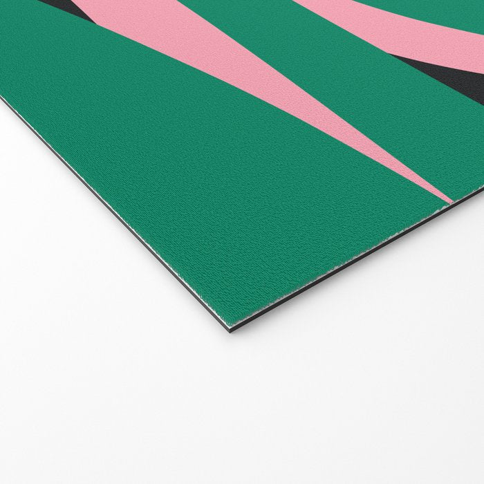 Pop Swirl Wavy Abstract Line Pattern Green Pink Black Welcome Mat Gallery Image 2