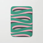 Pop Swirl Wavy Abstract Line Pattern Green Pink Black Bath Mat Gallery Image 1