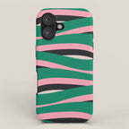 Pop Swirl Wavy Abstract Line Pattern Green Pink Black iPhone Case Gallery Image 1