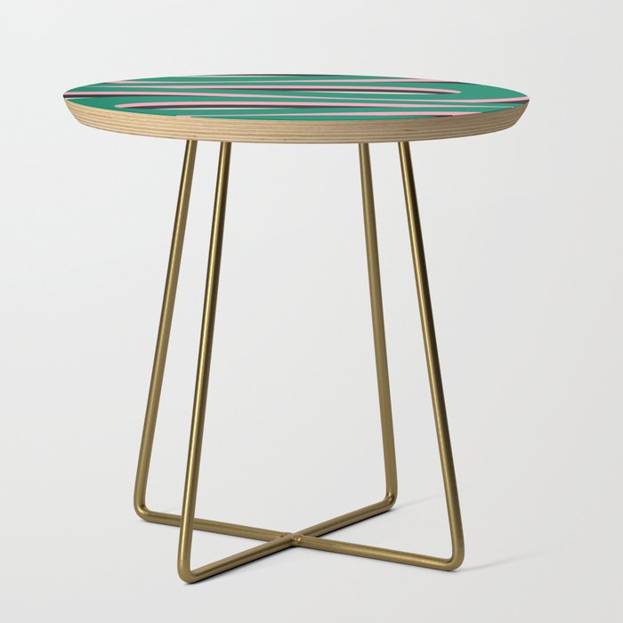 Pop Swirl Wavy Abstract Line Pattern Green Pink Black Side Table Gallery Image 1