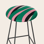 Pop Swirl Wavy Abstract Line Pattern Green Pink Black Stool Gallery Image 2