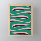 Pop Swirl Wavy Abstract Line Pattern Green Pink Black Mini Art Print Gallery Image 1
