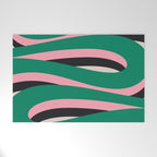 Pop Swirl Wavy Abstract Line Pattern Green Pink Black Welcome Mat Gallery Image 1