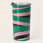 Pop Swirl Wavy Abstract Line Pattern Green Pink Black Travel Mug Gallery Image 3