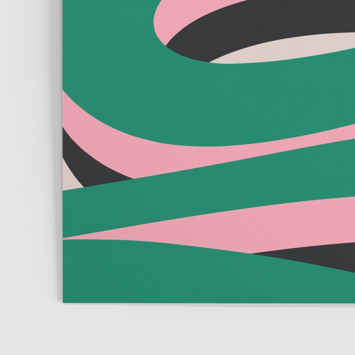 Pop Swirl Wavy Abstract Line Pattern Green Pink Black Poster Gallery Image 3