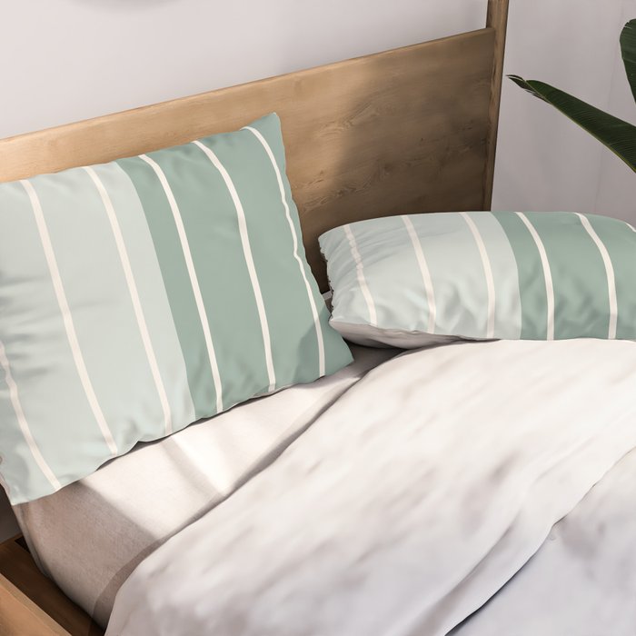 Two Tone Stripes - Sage Pillow Sham Gallery Image 2