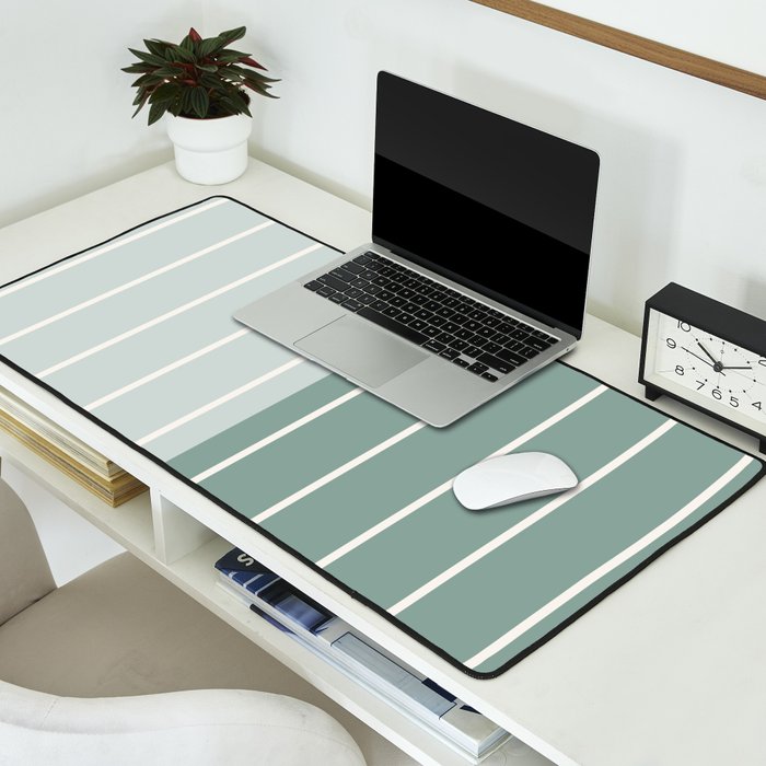 Two Tone Stripes - Sage Desk Mat Gallery Image 2