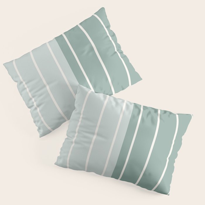 Two Tone Stripes - Sage Pillow Sham Gallery Image 3