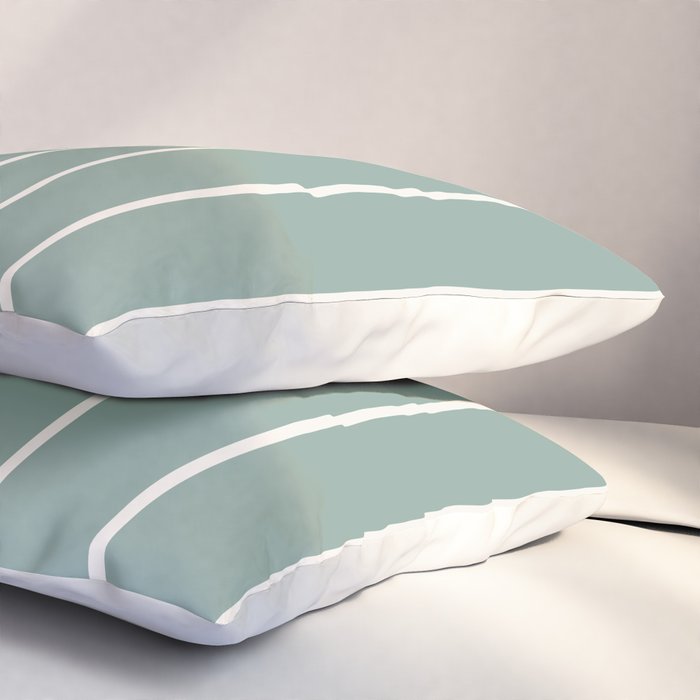 Two Tone Stripes - Sage Pillow Sham Gallery Image 3