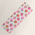 Strawberry Toss on Checks - Pink and Green Yoga Mat Gallery Image 1