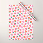 Strawberry Toss on Checks - Pink and Green Wrapping Paper Gallery Image 1