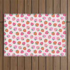 Strawberry Toss on Checks - Pink and Green Outdoor Rug Gallery Image 1