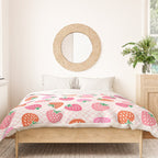 Strawberry Toss on Checks - Pink and Green Duvet Cover Gallery Image 3