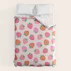 Strawberry Toss on Checks - Pink and Green Duvet Cover Gallery Image 6