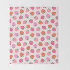 Strawberry Toss on Checks - Pink and Green Throw Blanket Gallery Image 2