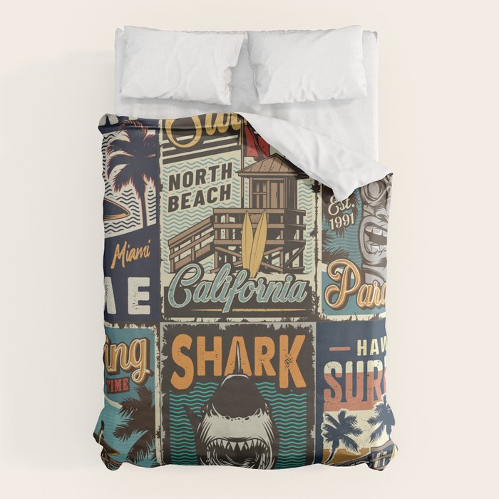 Vintage Surfing Poster Duvet Cover Gallery Image 6