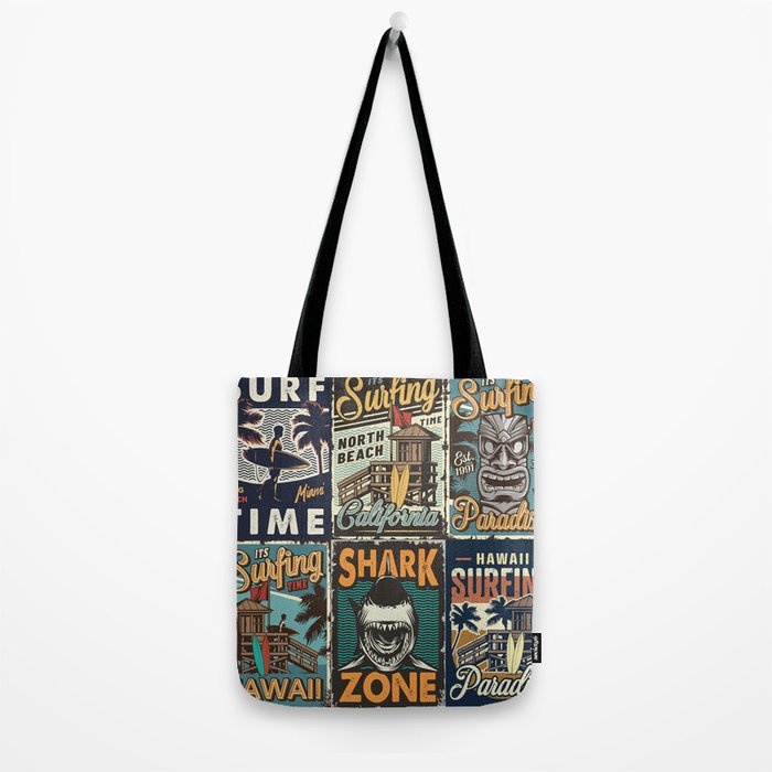 Vintage Surfing Poster Tote Bag Gallery Image 2