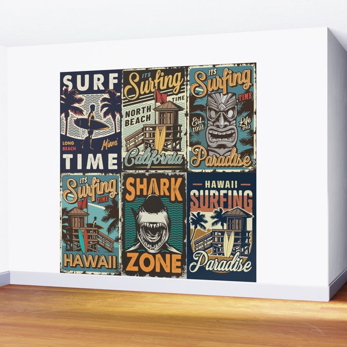 Vintage Surfing Poster Wall Mural Gallery Image 2