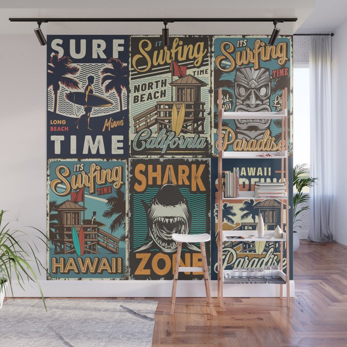Vintage Surfing Poster Wall Mural Gallery Image 1