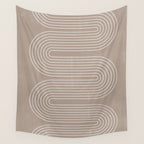 Neutral Lines Arch Minimalist Graphic Wall Tapestry Gallery Image 4