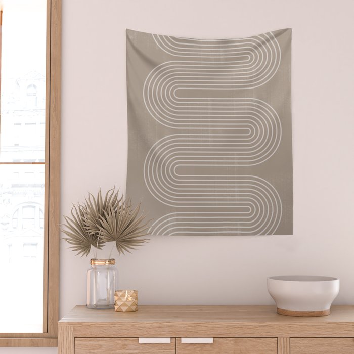 Neutral Lines Arch Minimalist Graphic Wall Tapestry Gallery Image 2