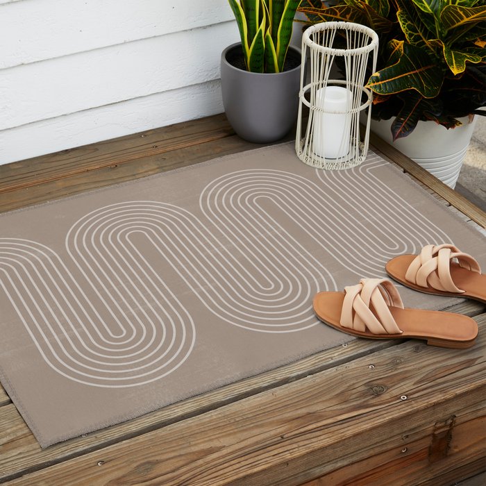 Neutral Lines Arch Minimalist Graphic Outdoor Rug Gallery Image 2