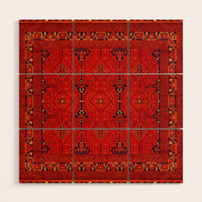 Red Oriental Heritage Bohemian Traditional Moroccan Style Wood Wall Art Gallery Image 1
