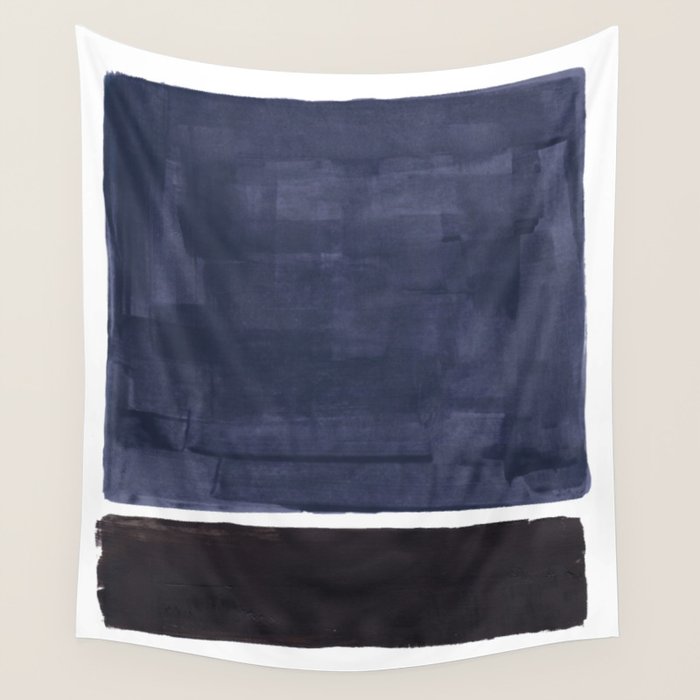 Navy Black Rothko Fun Colorful Mid Century Modern Abstract Painting Shapes Pattern Wall Tapestry Gallery Image 4