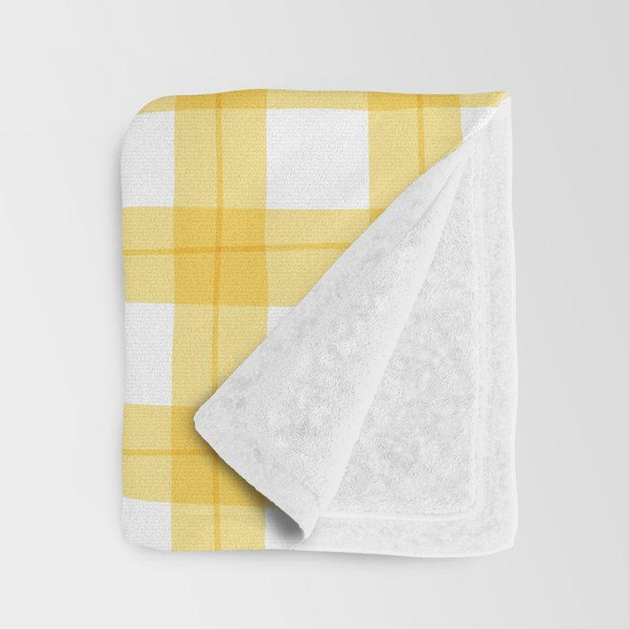 Yellow geometric plaid gingham pattern Throw Blanket Gallery Image 3
