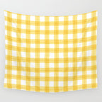 Yellow geometric plaid gingham pattern Wall Tapestry Gallery Image 4