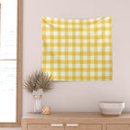 Yellow geometric plaid gingham pattern Wall Tapestry Gallery Image 2