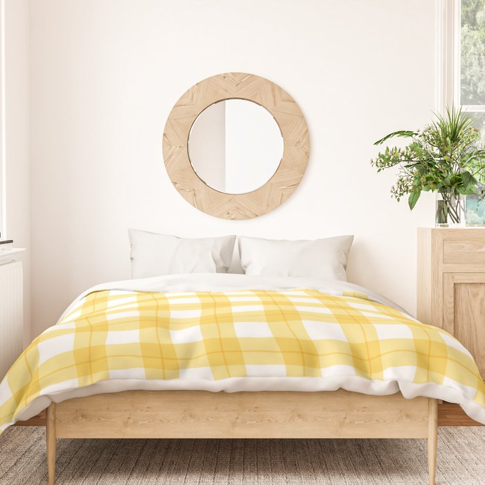 Yellow geometric plaid gingham pattern Duvet Cover Gallery Image 3