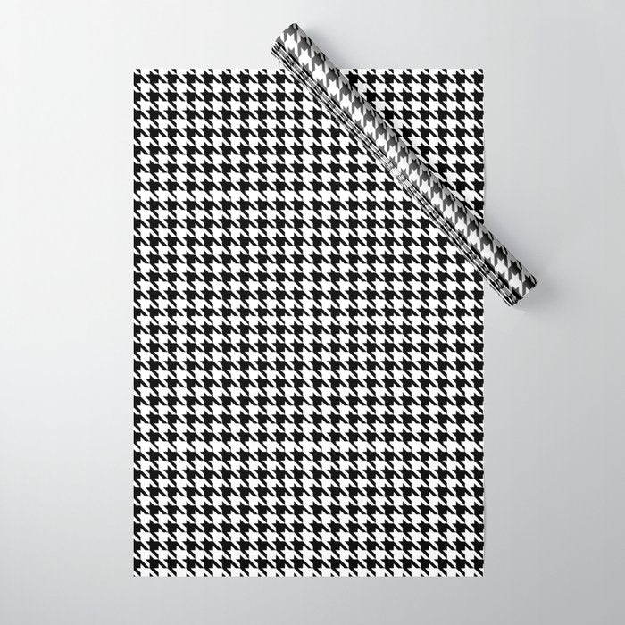 Houndstooth (black and white) Wrapping Paper Gallery Image 1