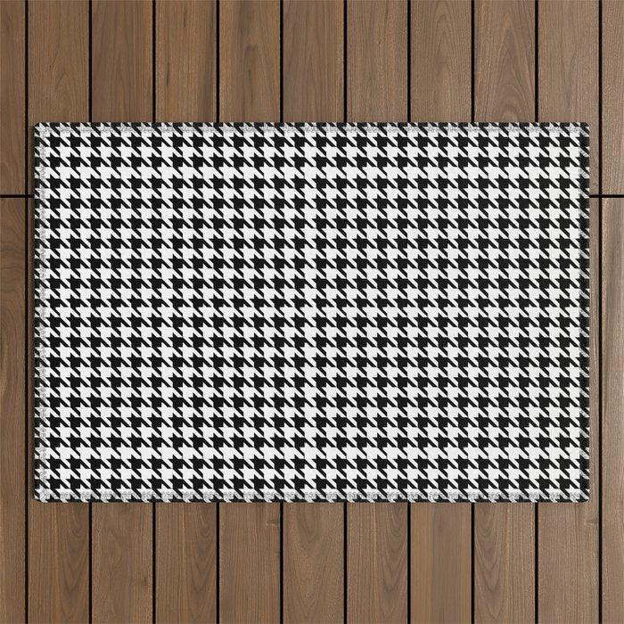 Houndstooth (black and white) Outdoor Rug Gallery Image 1
