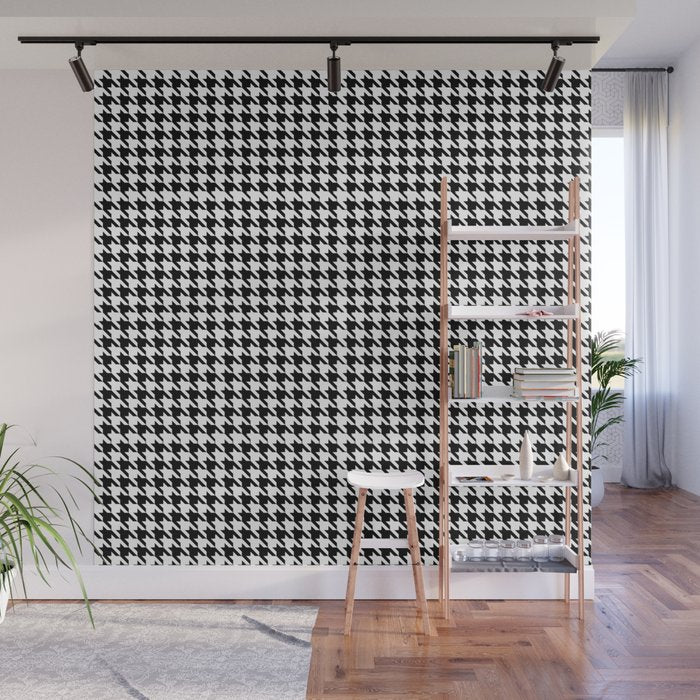 Houndstooth (black and white) Wall Mural Gallery Image 1