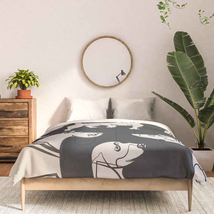 Minimal Abstract Dogs Art 1 Comforter Gallery Image 3