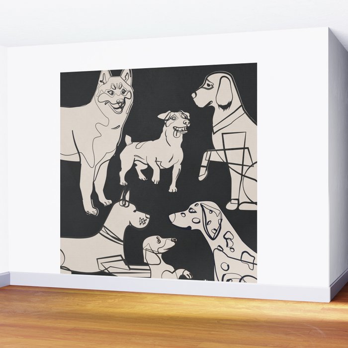 Minimal Abstract Dogs Art 1 Wall Mural Gallery Image 2
