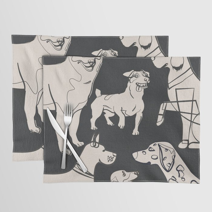 Minimal Abstract Dogs Art 1 Placemat Gallery Image 1