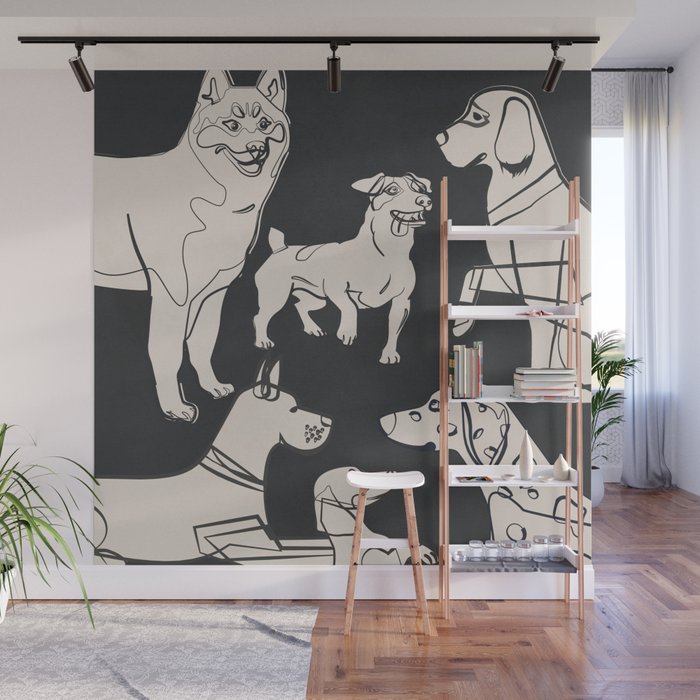 Minimal Abstract Dogs Art 1 Wall Mural Gallery Image 1