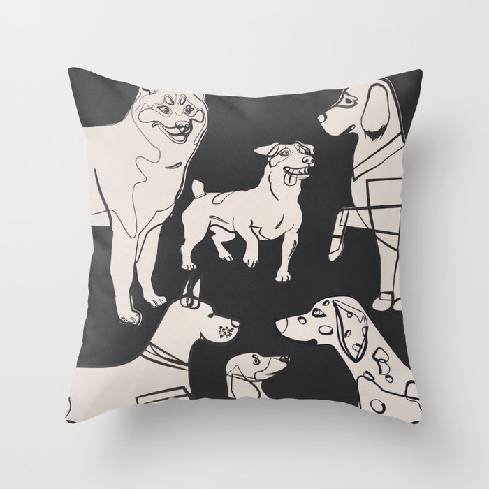 Minimal Abstract Dogs Art 1 Throw Pillow Gallery Image 6
